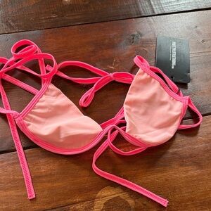PrettyLittleThing Neon Pink Bikini Top Size 2